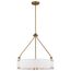 Halter 4 Light Pendant Medium Base 60 Watt -Natural Brass Finish White Fabric Shade