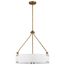Halter 4 Light Pendant Medium Base 60 Watt -Natural Brass Finish White Fabric Shade