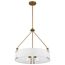 Halter 4 Light Pendant Medium Base 60 Watt -Natural Brass Finish White Fabric Shade
