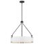 Halter 4 Light Pendant Medium Base 60 Watt Matte Black Finish White Fabric Shade