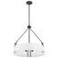 Halter 4 Light Pendant Medium Base 60 Watt Matte Black Finish White Fabric Shade