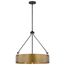 Halter 4 Light Pendant Medium Base 60 Watt Matte Black Finish Natural Brass Metal Shade