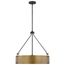 Halter 4 Light Pendant Medium Base 60 Watt Matte Black Finish Natural Brass Metal Shade