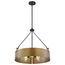 Halter 4 Light Pendant Medium Base 60 Watt Matte Black Finish Natural Brass Metal Shade