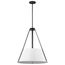Brewster 3 Light Pendant Black Finish White Metal Shade