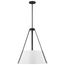 Brewster 3 Light Pendant Black Finish White Metal Shade