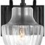 Destin 1 Light Vanity Medium Base 60 Watt Black And Silver Finish Clear Ribbed Glass