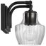 Destin 1 Light Vanity Medium Base 60 Watt Black And Silver Finish Clear Ribbed Glass