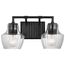 Destin 2 Light Vanity Medium Base 60 Watt Black And Silver Accent Finish Clear Ribbed Glass