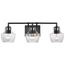 Destin 3 Light Vanity Medium Base 60 Watt Black And Silver Accent Finish Clear Ribbed Glass