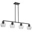 Destin 4 Light Island Pendant Medium Base 60 Watt Black And Silver Accent Finish Clear Ribbed Glass