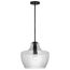 Destin 1 Light Medium Pendant Medium Base Black And Silver Accent Finish Clear Ribbed Glass