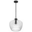 Destin 1 Light Medium Pendant Medium Base Black And Silver Accent Finish Clear Ribbed Glass