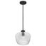 Destin 1 Light Mini Pendant Medium Base 60 Watt Black And Silver Accent Finish Clear Ribbed Glass