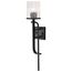 Terrace 1 Light Wall Sconce Matte Black Finish Crackel Glass