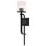 Terrace 1 Light Wall Sconce Matte Black Finish Crackel Glass