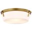 Rowen 3 Light Flush Mount Natural Brass Finish Etched White Glass