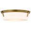 Rowen 3 Light Flush Mount Natural Brass Finish Etched White Glass