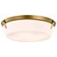Rowen 4 Light Flush Mount Natural Brass Finish Etched White Glass