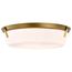 Rowen 4 Light Flush Mount Natural Brass Finish Etched White Glass
