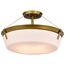 Rowen 4 Light Semi Flush Natural Brass Finish Etched White Glass