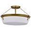 Rowen 4 Light Semi Flush Natural Brass Finish Etched White Glass