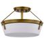 Rowen 3 Light Semi Flush Natural Brass Finish Etched White Glass