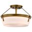 Rowen 3 Light Semi Flush Natural Brass Finish Etched White Glass