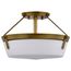 Rowen 3 Light Semi Flush Natural Brass Finish Etched White Glass
