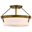 Rowen 3 Light Semi Flush Natural Brass Finish Etched White Glass
