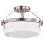 Rowen 3 Light Semi Flush Brushed Nickel Finish Etched White Glass