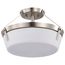 Rowen 3 Light Semi Flush Brushed Nickel Finish Etched White Glass