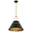 Adina 3 Light Large Pendant Matte Black and Natural Brass Finish
