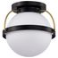 Lakeshore 1 Light Small Flush Matte Black & Natural Brass Finish White Opal Glass