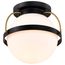 Lakeshore 1 Light Small Flush Matte Black & Natural Brass Finish White Opal Glass