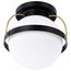 Lakeshore 1 Light Medium Flush Matte Black & Natural Brass Finish White Opal Glass