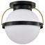 Lakeshore 1 Light Large Flush Matte Black & Natural Brass Finish White Opal Glass