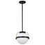 Lakeshore 1 Light Small Pendant Matte Black & Natural Brass Finish White Opal Glass