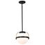 Lakeshore 1 Light Small Pendant Matte Black & Natural Brass Finish White Opal Glass