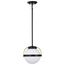Lakeshore 1 Light Small Pendant Matte Black & Natural Brass Finish White Opal Glass