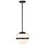Lakeshore 1 Light Small Pendant Matte Black & Natural Brass Finish White Opal Glass