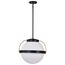 Lakeshore 1 Light Medium Pendant Matte Black & Natural Brass Finish White Opal Glass