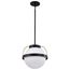 Lakeshore 1 Light Large Pendant Matte Black & Natural Brass Finish White Opal Glass