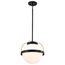 Lakeshore 1 Light Large Pendant Matte Black & Natural Brass Finish White Opal Glass