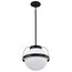 Lakeshore 1 Light Large Pendant Matte Black & Natural Brass Finish White Opal Glass