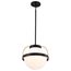 Lakeshore 1 Light Large Pendant Matte Black & Natural Brass Finish White Opal Glass
