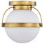 Lakeshore 1 Light Small Flush Natural Brass Finish White Opal Glass