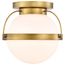 Lakeshore 1 Light Small Flush Natural Brass Finish White Opal Glass