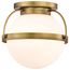 Lakeshore 1 Light Medium Flush Natural Brass Finish White Opal Glass