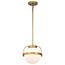Lakeshore 1 Light Small Pendant Natural Brass Finish White Opal Glass